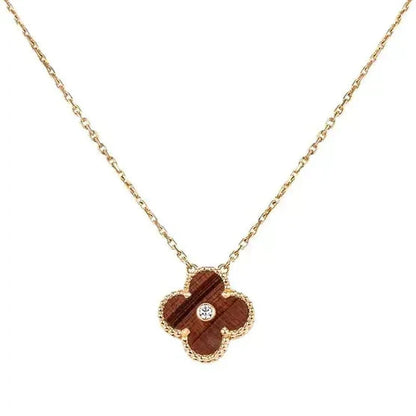[Glow Muse] قلادة CLOVER 15MM DIAMOND AND YELLOW TIGER'S EYE AGATE
