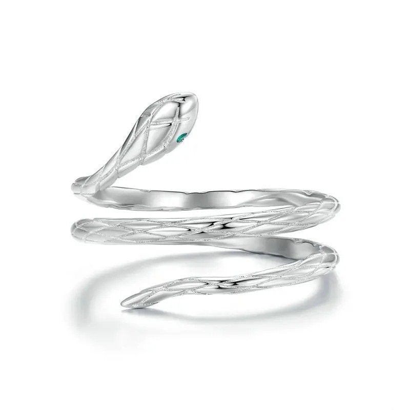 Anillo ajustable de plata de ley con serpiente