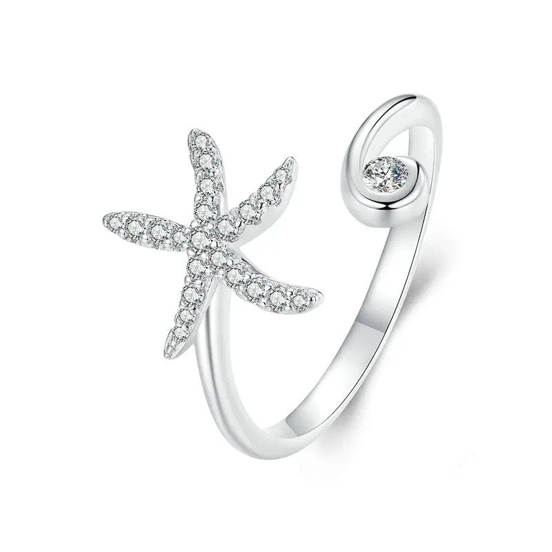 Anillo ajustable de estrella de mar sencillo
