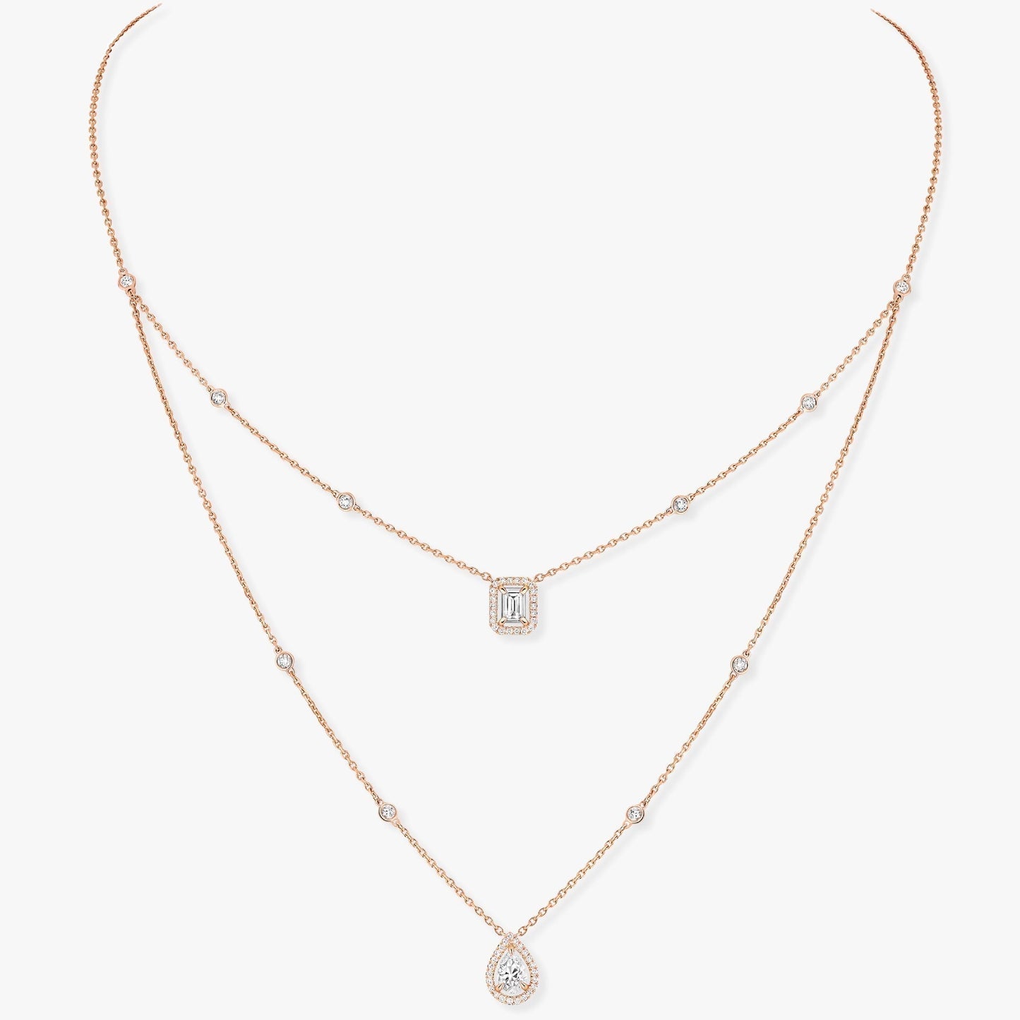 [Glow Muse]COLLAR DE DOBLE FILA DE DIAMANTES MY TWIN