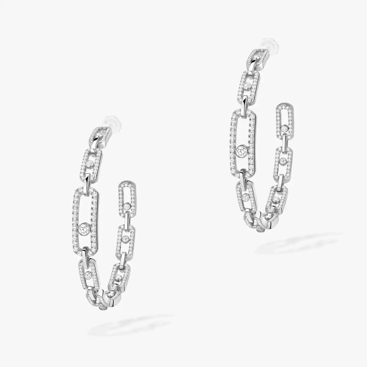 [[Glow Muse]Pendientes de aro con diamantes y eslabones