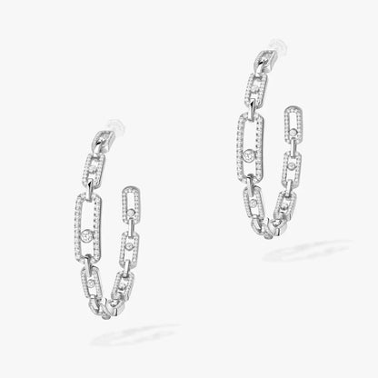[[Glow Muse]Pendientes de aro con diamantes y eslabones