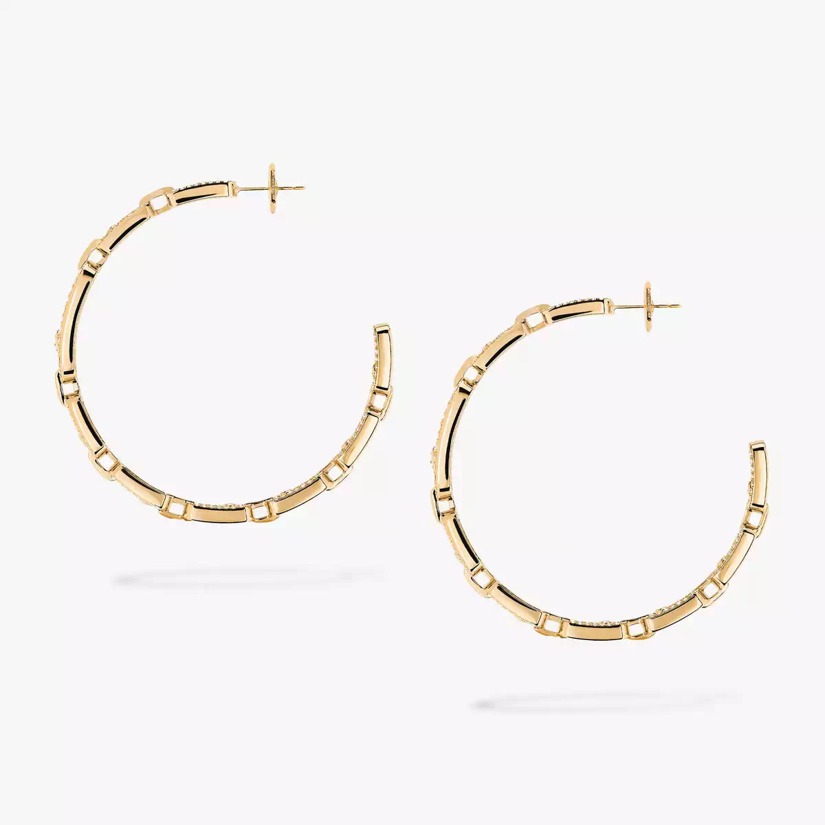 [[Glow Muse]Pendientes de aro con diamantes y eslabones