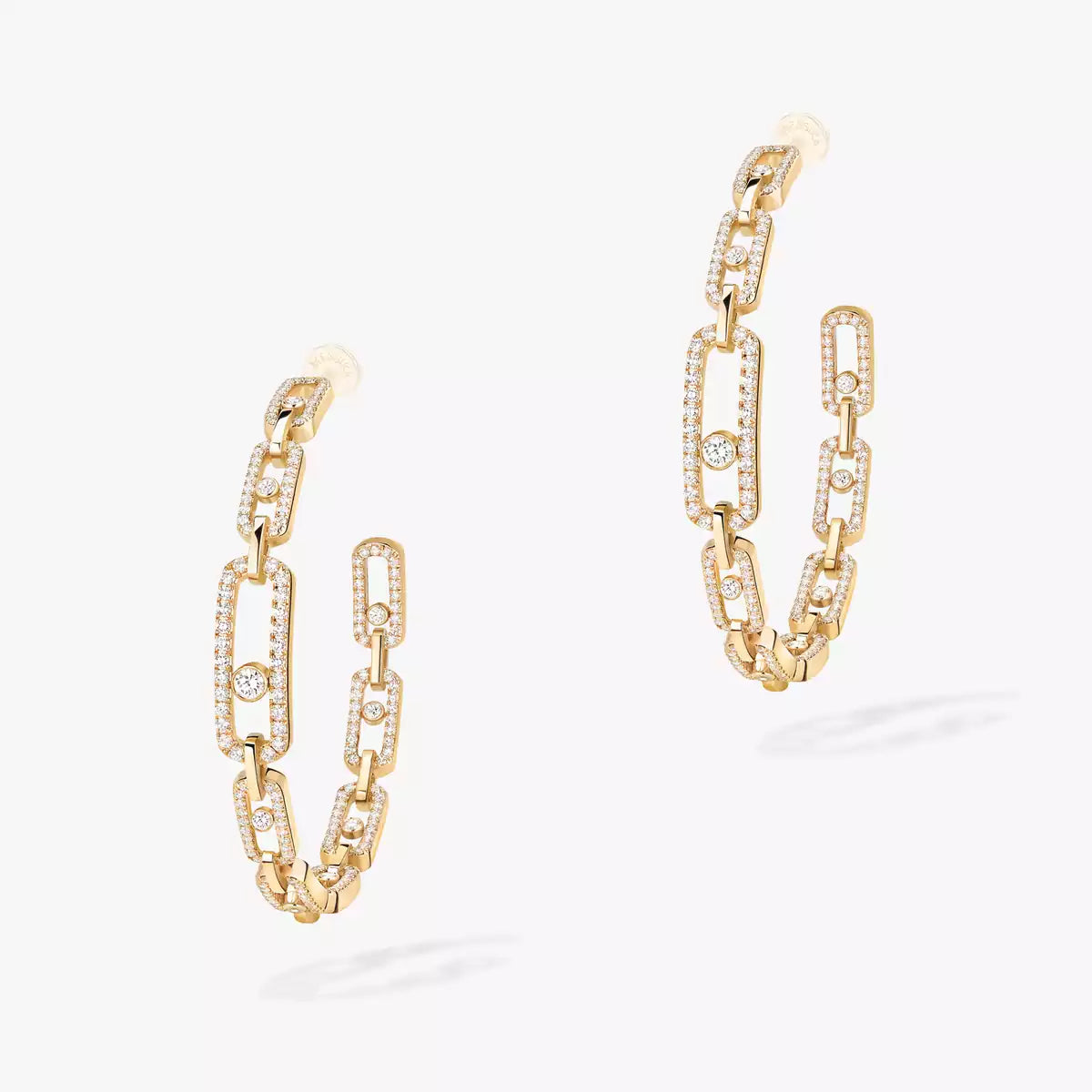 [[Glow Muse]Pendientes de aro con diamantes y eslabones