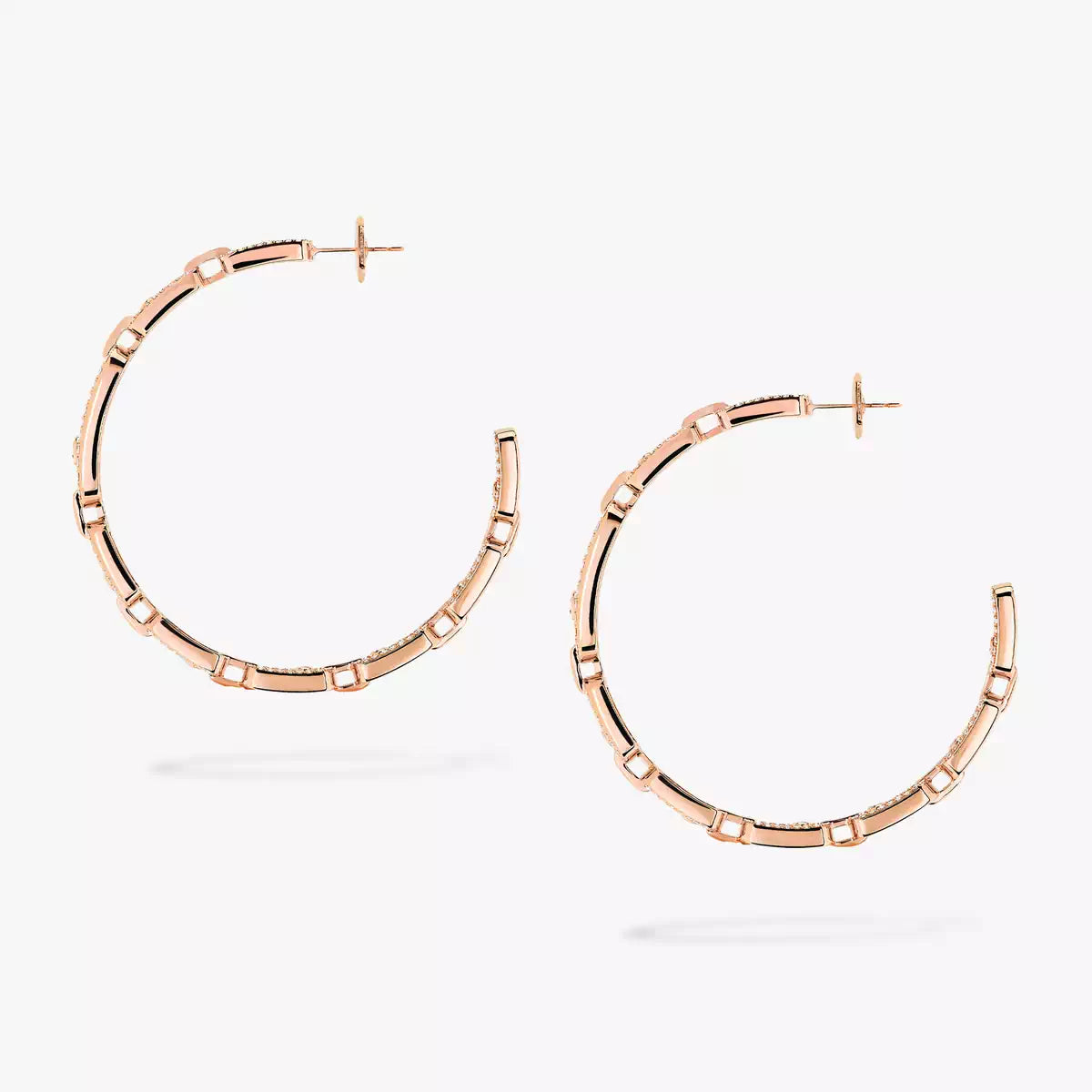 [[Glow Muse]Pendientes de aro con diamantes y eslabones