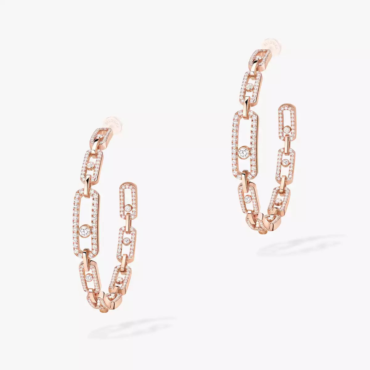 [[Glow Muse]Pendientes de aro con diamantes y eslabones