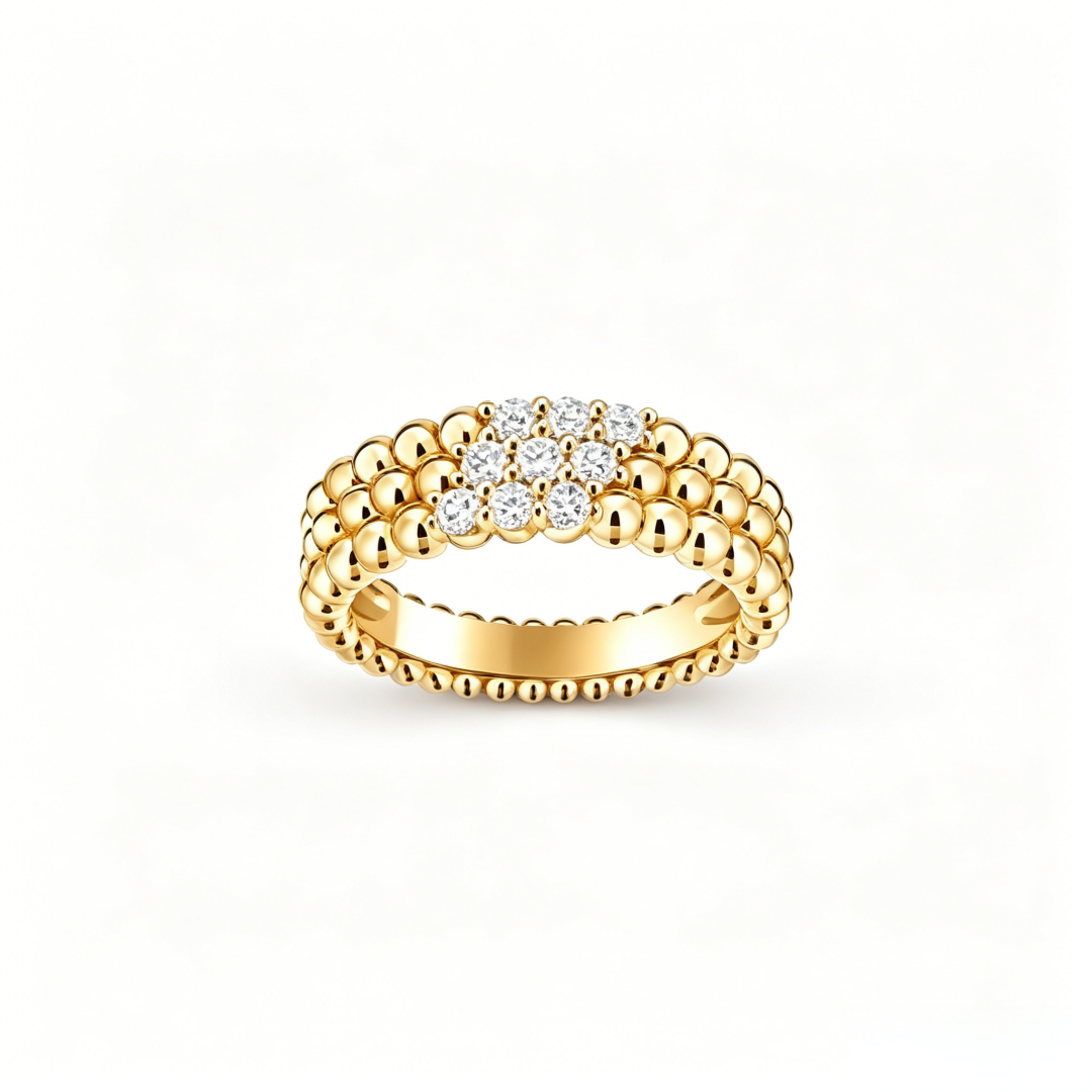 [Glow Muse] ANILLO DE TRES HILERAS DE DIAMANTES