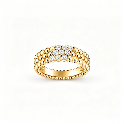 [Glow Muse] ANILLO DE TRES HILERAS DE DIAMANTES