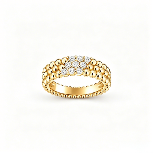 [Glow Muse] ANILLO DE TRES HILERAS DE DIAMANTES
