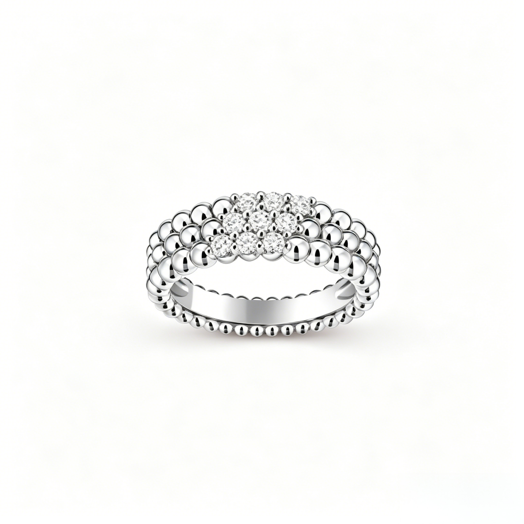[Glow Muse] ANILLO DE TRES HILERAS DE DIAMANTES