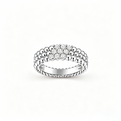 [Glow Muse] ANILLO DE TRES HILERAS DE DIAMANTES