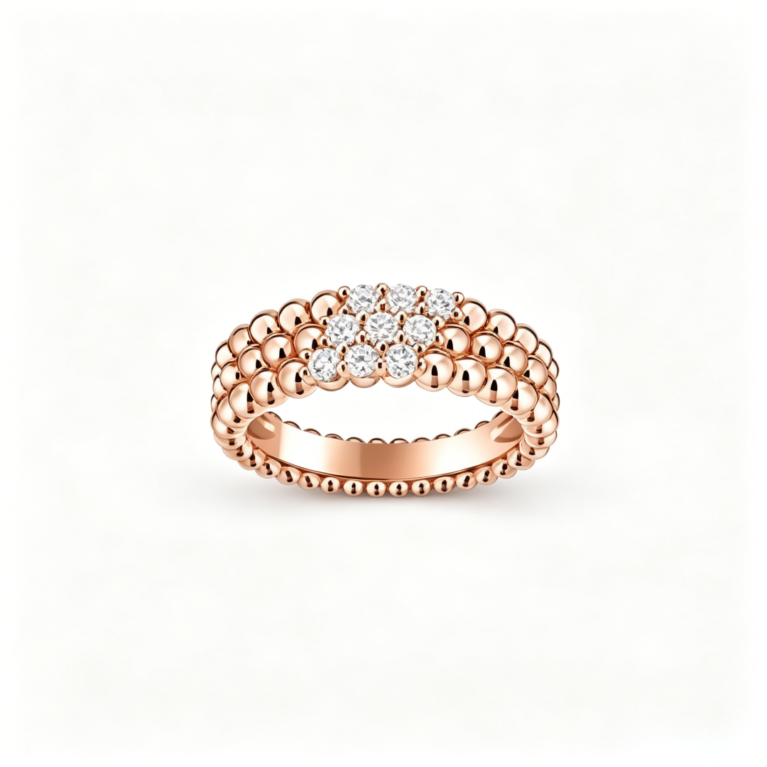 [Glow Muse] ANILLO DE TRES HILERAS DE DIAMANTES