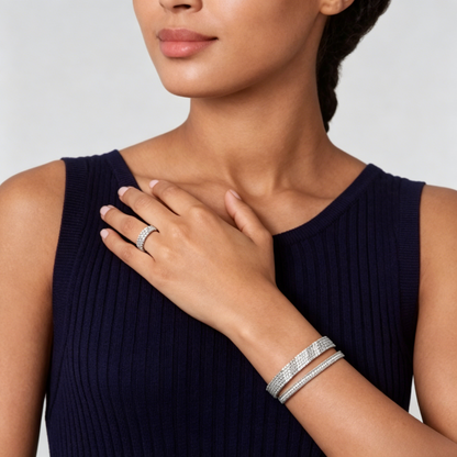 [Glow Muse] ANILLO DE TRES HILERAS DE DIAMANTES