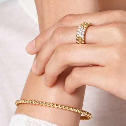 [Glow Muse] ANILLO DE TRES HILERAS DE DIAMANTES