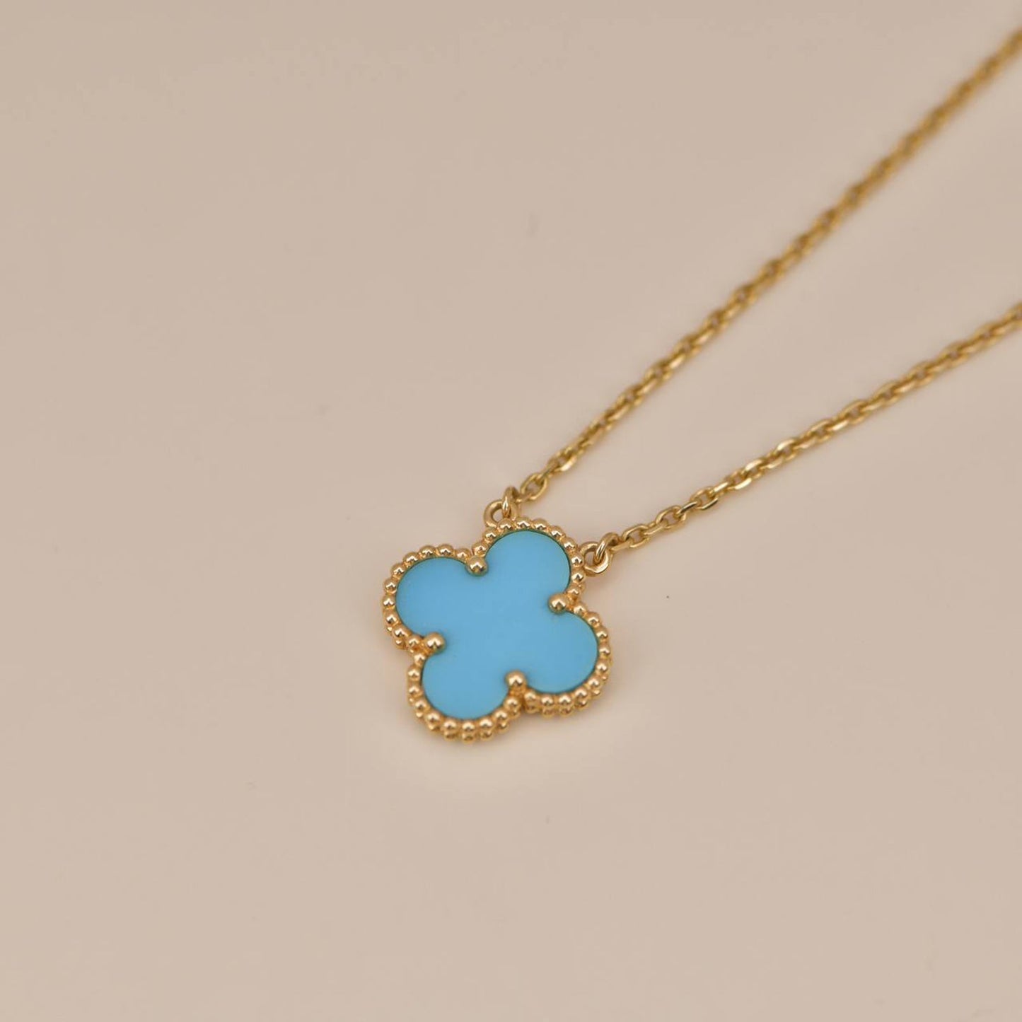 [Glow Muse]COLLAR DE TURQUESA VINTAGE DE 15 MM CLOVER