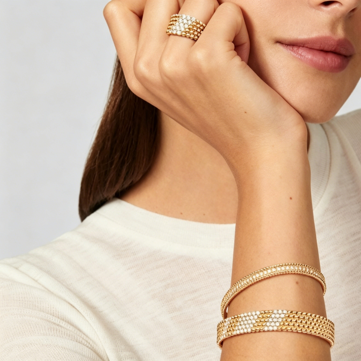 [Glow Muse] PULSERA DE CINCO FILAS DE DIAMANTES