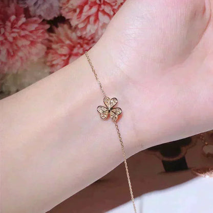 [Glow Muse] PULSERA FRIVOLE DORADA CON FLORES Y DIAMANTES