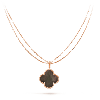 [Glow Muse]COLLAR TRÉBOL GRANDE TRÉBOL DORADO DE 25 MM DE NACAR NEGRO