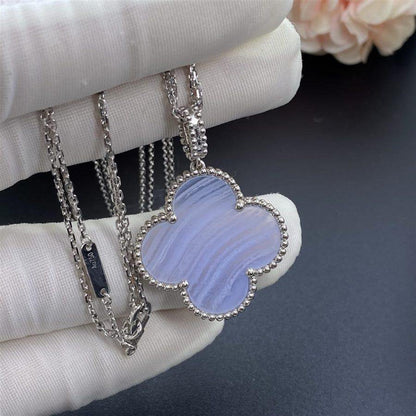 [Glow Muse]COLLAR GRANDE TRÉBOL DE CALCEDONIA PLATA TRÉBOL