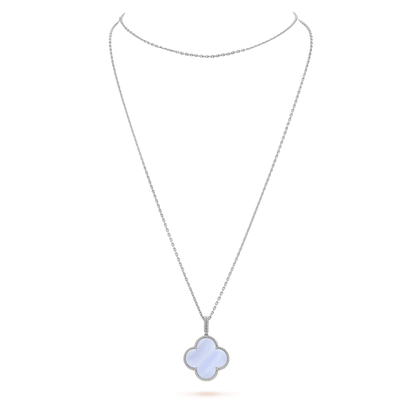 [Glow Muse]COLLAR GRANDE TRÉBOL DE CALCEDONIA PLATA TRÉBOL