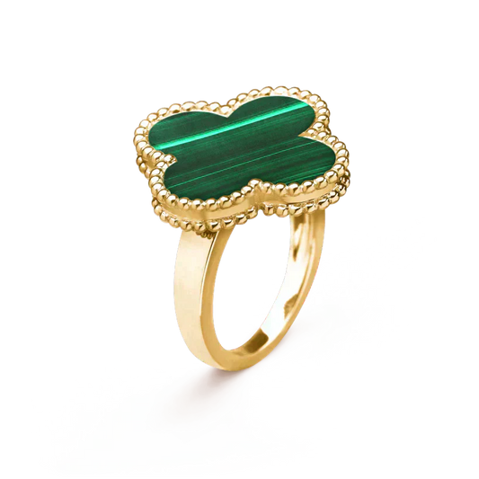 [Glow Muse]ANILLO DE TRÉBOL DE MALAQUITA