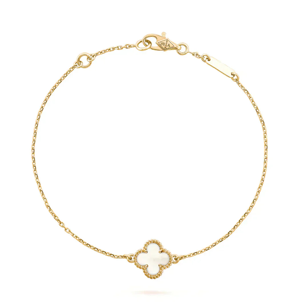 [Glow Muse]CLOVER WHITE MOP SINGLE FLOWER BRACELET