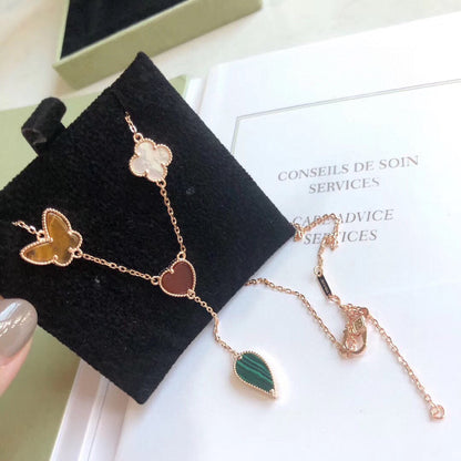 [Glow Muse]COLLAR EN ORO ROSA LUCKY SPRING 4 MOTIVOS