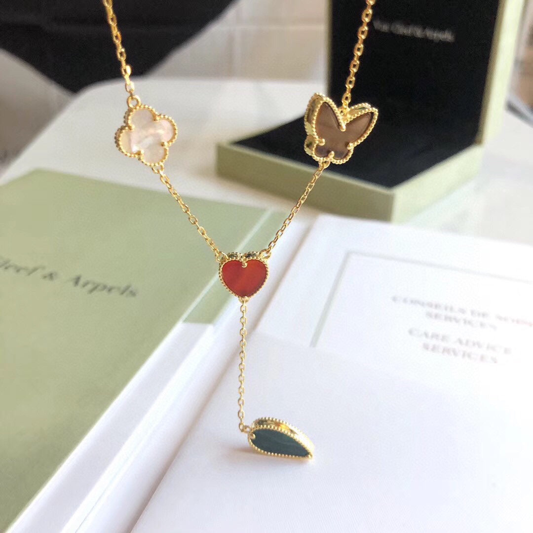 [Glow Muse]COLLAR EN ORO ROSA LUCKY SPRING 4 MOTIVOS