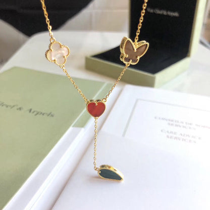 [Glow Muse]COLLAR EN ORO ROSA LUCKY SPRING 4 MOTIVOS