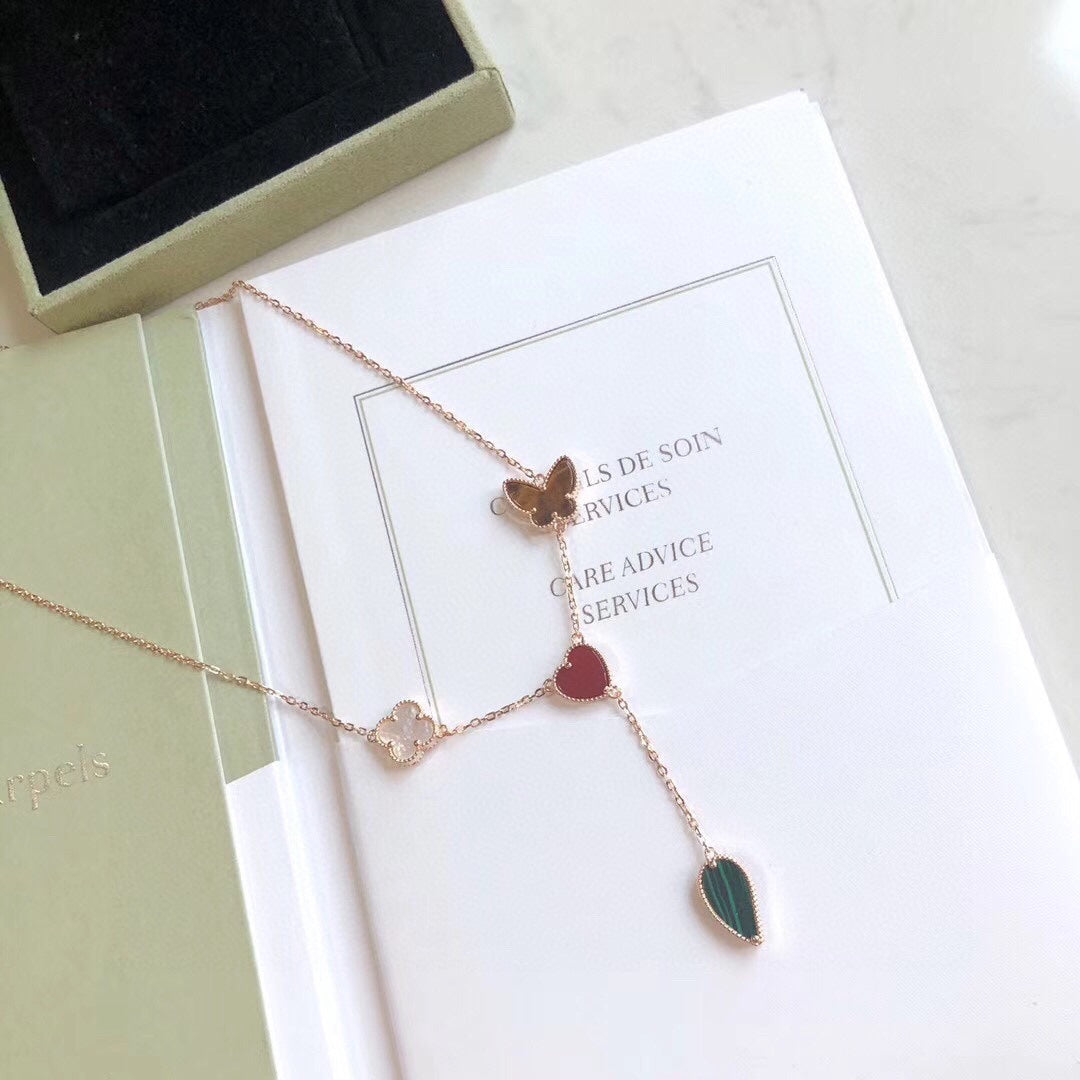 [Glow Muse]COLLAR EN ORO ROSA LUCKY SPRING 4 MOTIVOS