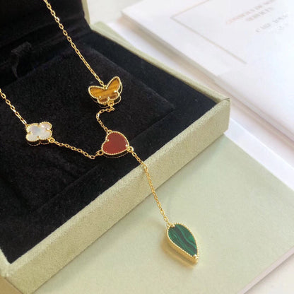 [Glow Muse]COLLAR EN ORO ROSA LUCKY SPRING 4 MOTIVOS
