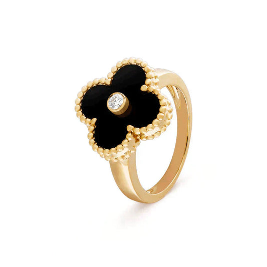 [Glow Muse]ANILLO CLOVER ONYX ORO DIAMANTE